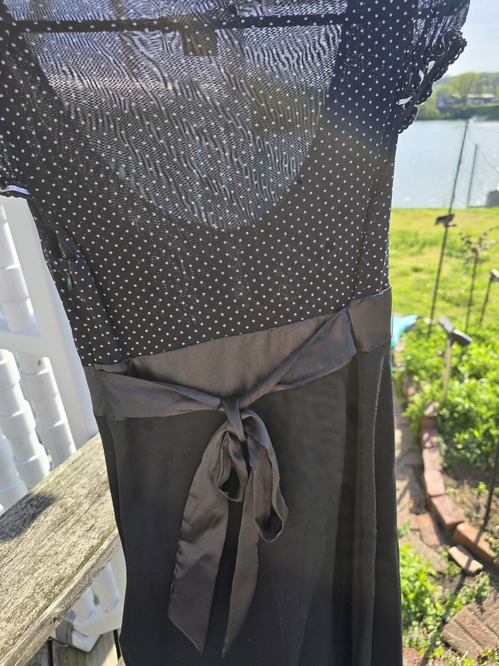 Charlotte Russe Flirty Black Dress with White Polka Dot Top - Picture 4 of 6